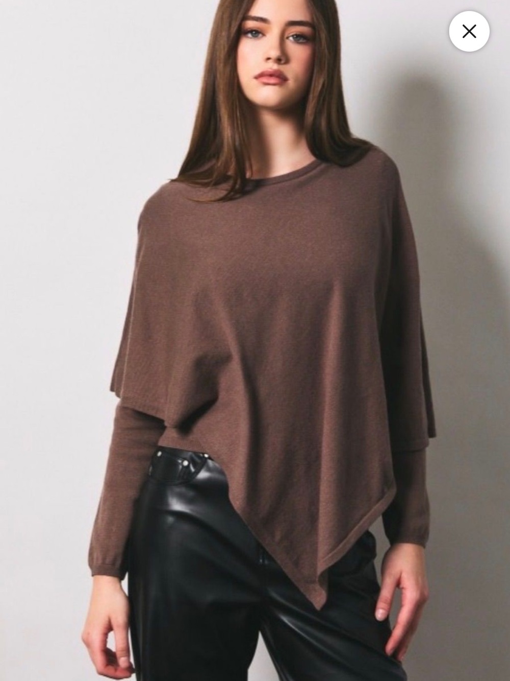 NWT Le Lis Chocolate Brown Poncho Sweater size Small
